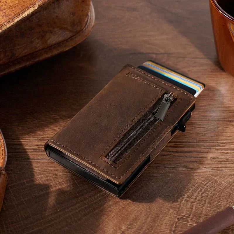 Lucas – Slanke RFID Blocking Portemonnee met Snelle Kaarttoegang en Ritsvak Velani