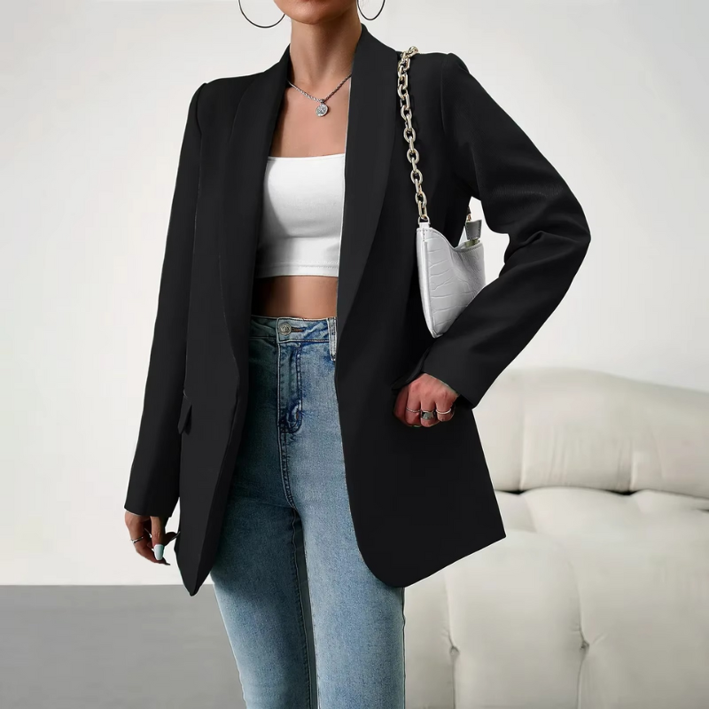 Lucy – Blazer met lange mouwen overhemdkraag met knopen en zakken Velani