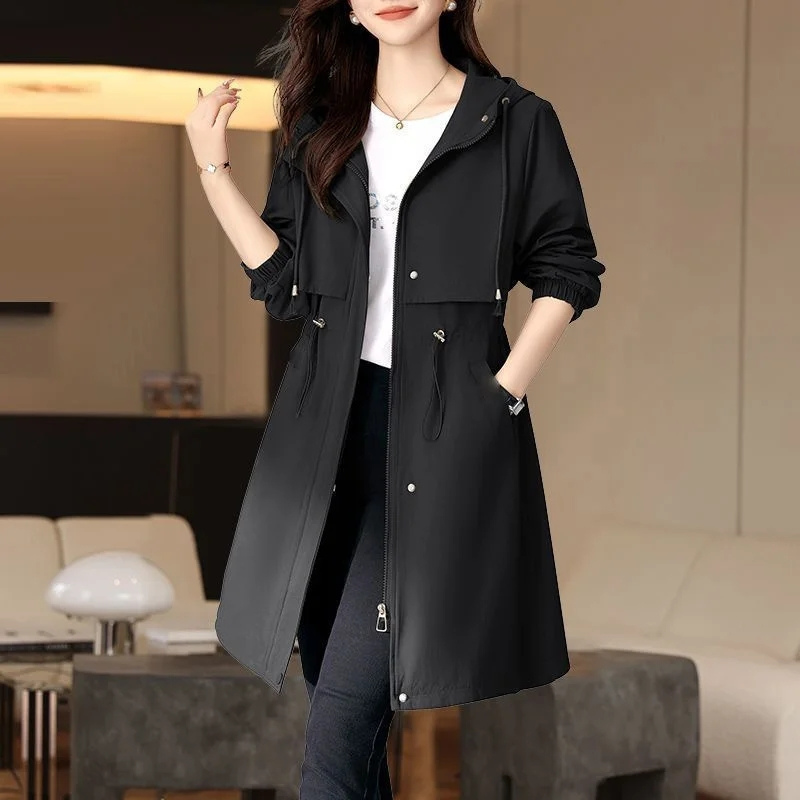 Valentina – Getailleerde Trenchcoat met Capuchon en Ritssluiting Velani