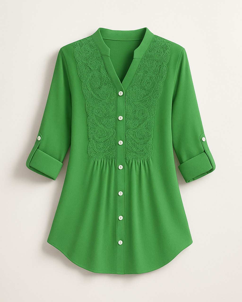 Elegante Lange Blouse – Moderne Editie Met Pofmouwen