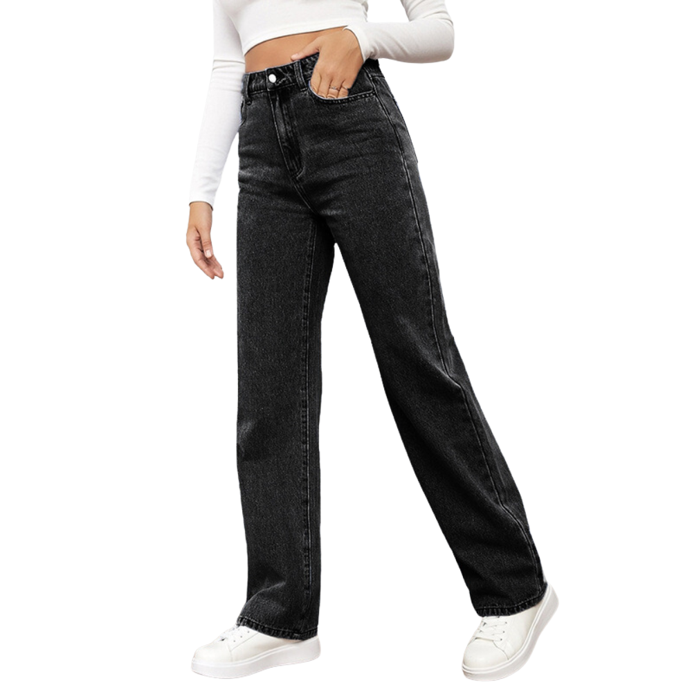 Rianne – Hoge taille Broek met Wijde Pijpen en Zakken Velani