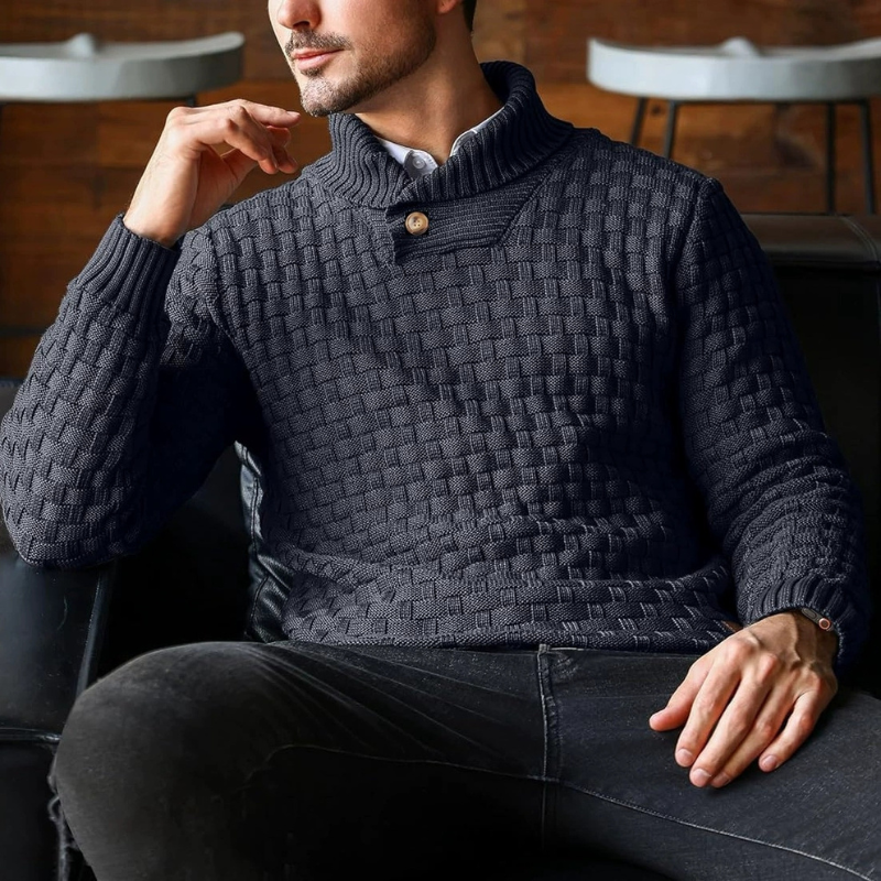 Robert – Slim fit trui met sjaalkraag en V-hals Velani