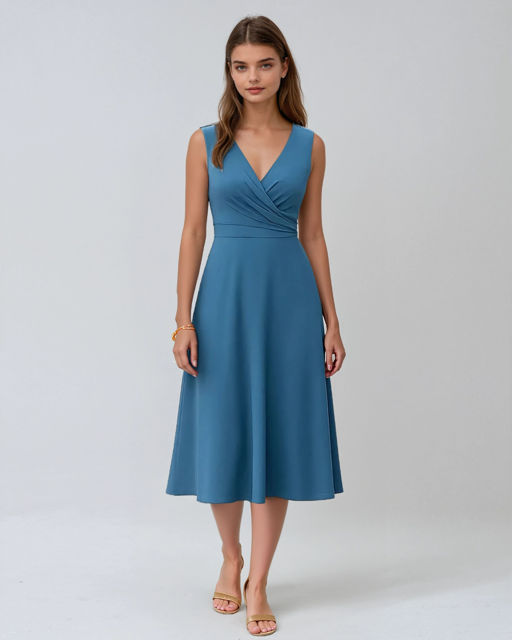 Mouwloze Zomerjurk – Elegante Knielange Editie