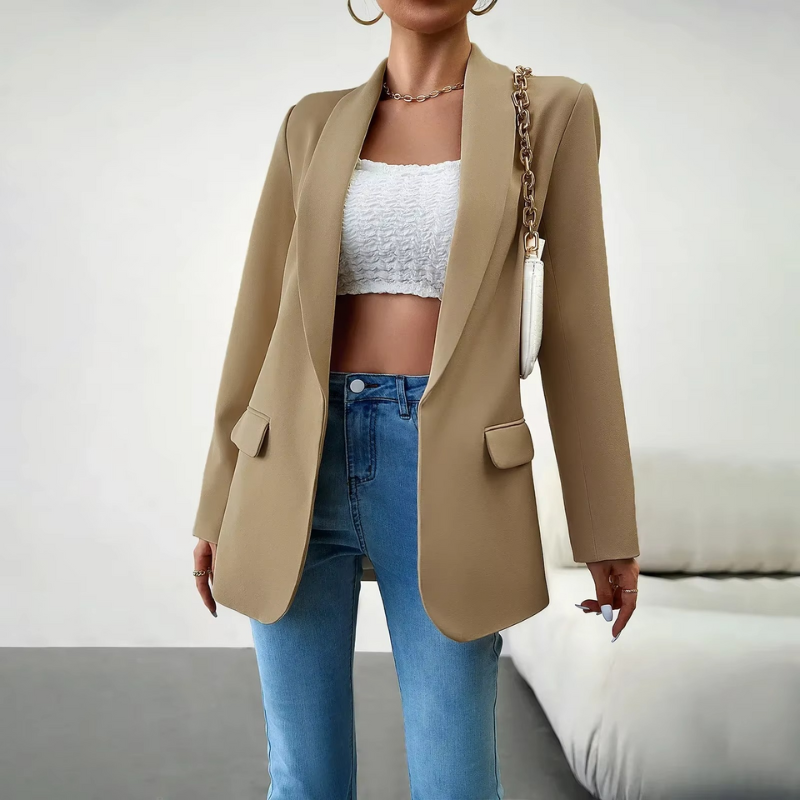 Lucy – Blazer met lange mouwen overhemdkraag met knopen en zakken Velani