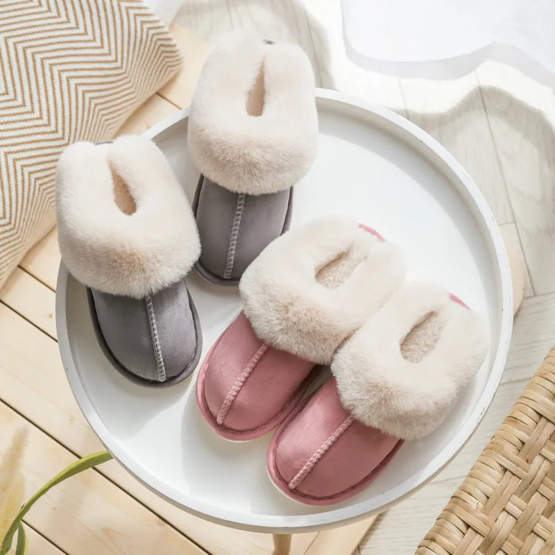 Megan – Pluche pantoffels met antislip zool voor koppels Velani