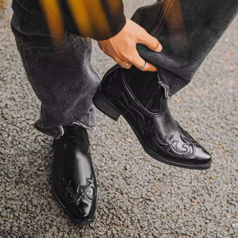 Borrin – Cowboy enkellaarzen met puntige neus Velani