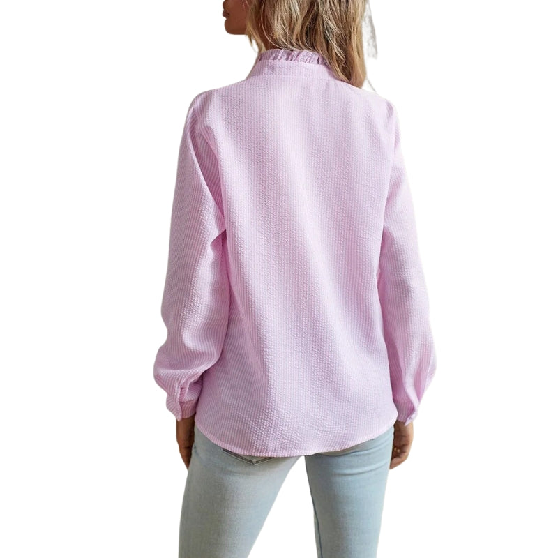 Lilian – Blouse met Lange Mouwen, Ruches en Knopen Velani