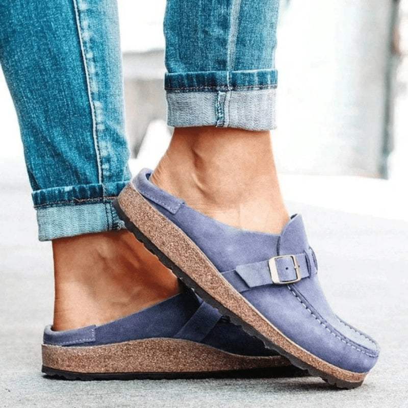 Anna – Platte Schoenen met Open Hak en Verstelbare Gesp Velani