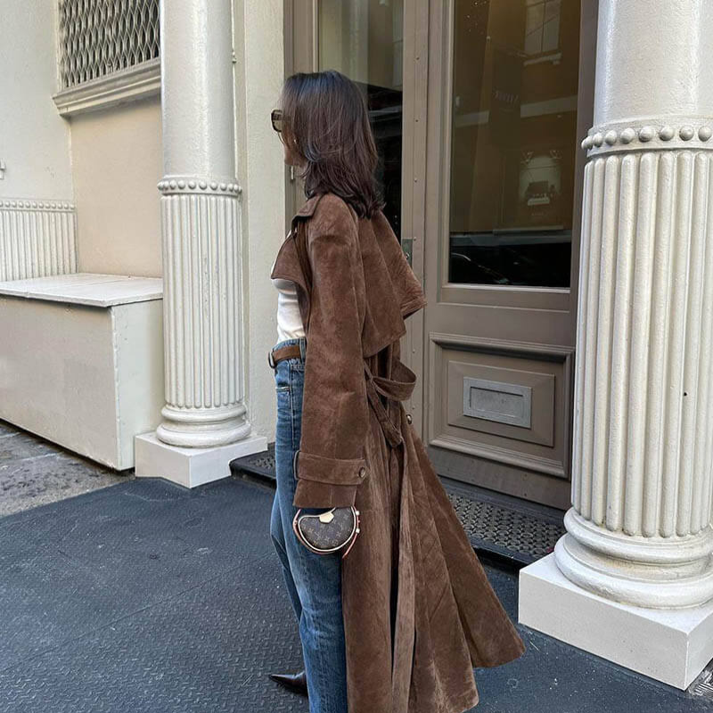 Linda – Klassieke Trenchcoat Lange Jas met Ceintuur en Lange Mouwen Velani