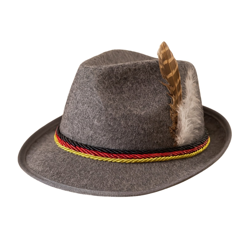 Elias – Oktoberfest Hoed met Klassieke Veer Versiering Velani