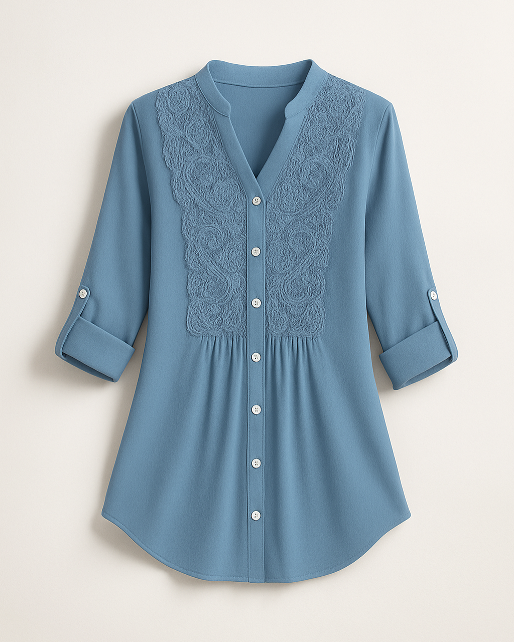 Elegante Lange Blouse – Moderne Editie Met Pofmouwen