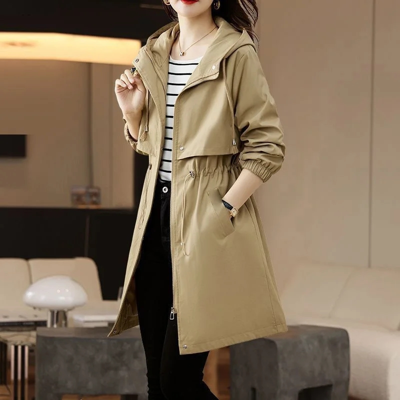 Valentina – Getailleerde Trenchcoat met Capuchon en Ritssluiting Velani