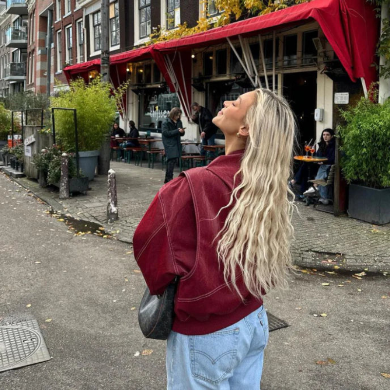 Evelyn – Stijlvolle Reverskraag Jas met Lange Mouwen en Ritssluitingen Velani