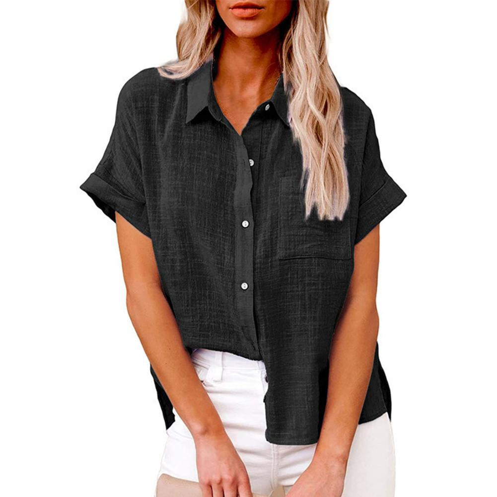 Sofia – Losse Blouse met Korte Mouwen en Knopen Velani