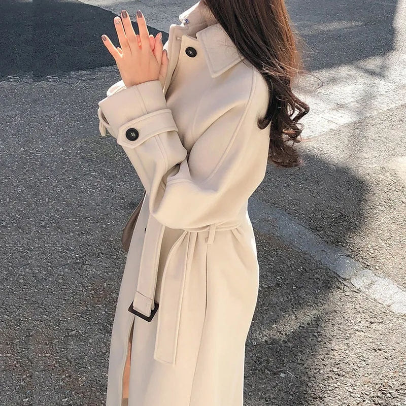 Mary – Trenchcoat met Ceintuur Lange Mouwen en Doorknoopontwerp Velani