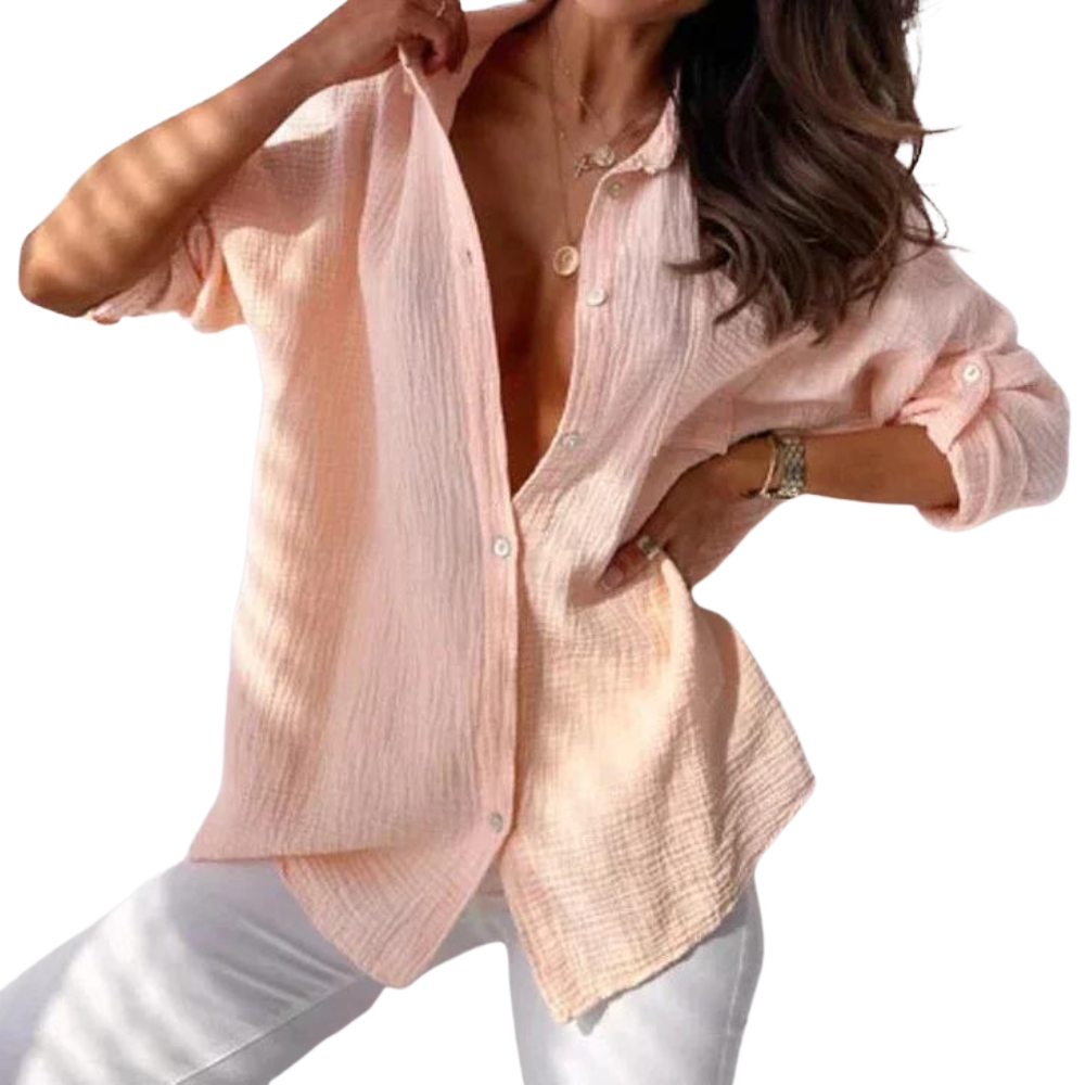Danique – Shirt met Lange Mouwen en Knoopsluiting aan de Voorkant Velani