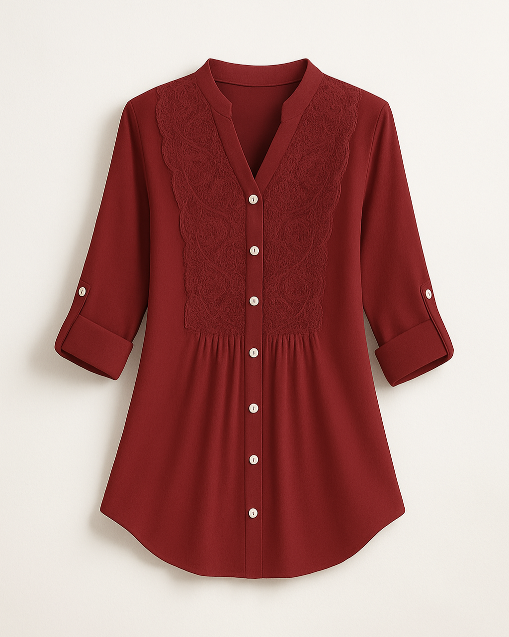 Elegante Lange Blouse – Moderne Editie Met Pofmouwen