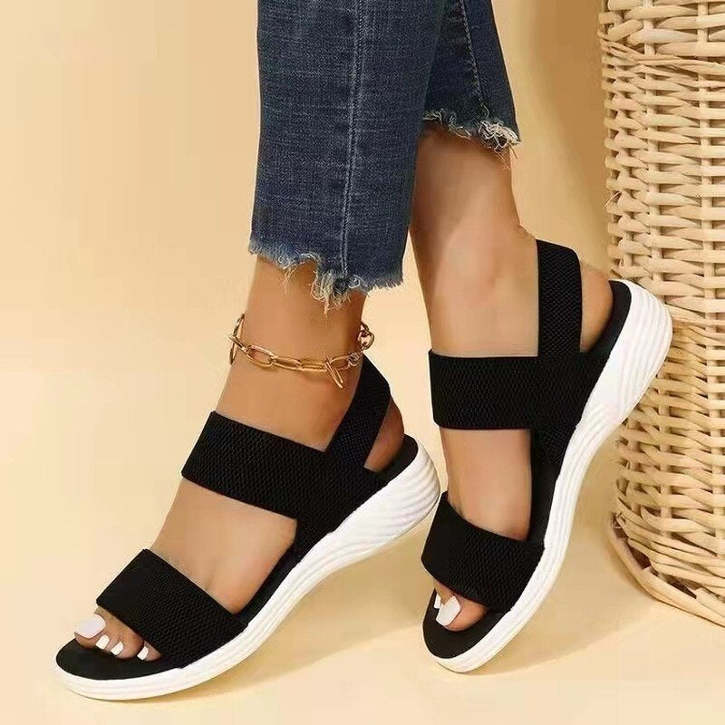 Arabella – Sandalen met Sleehak Bandjes en Mesh-Design Velani