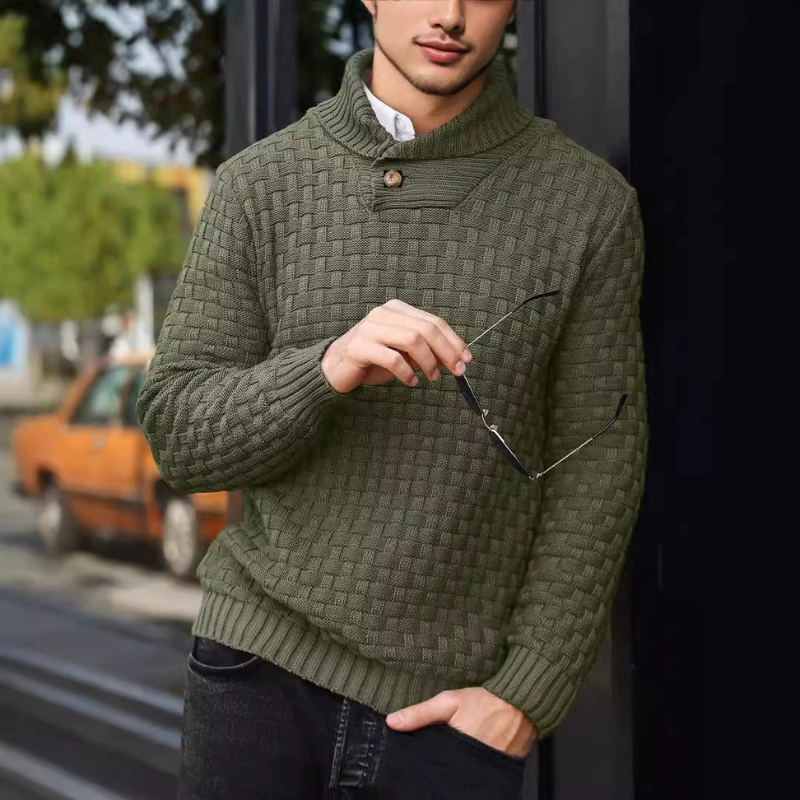 Robert – Slim fit trui met sjaalkraag en V-hals Velani