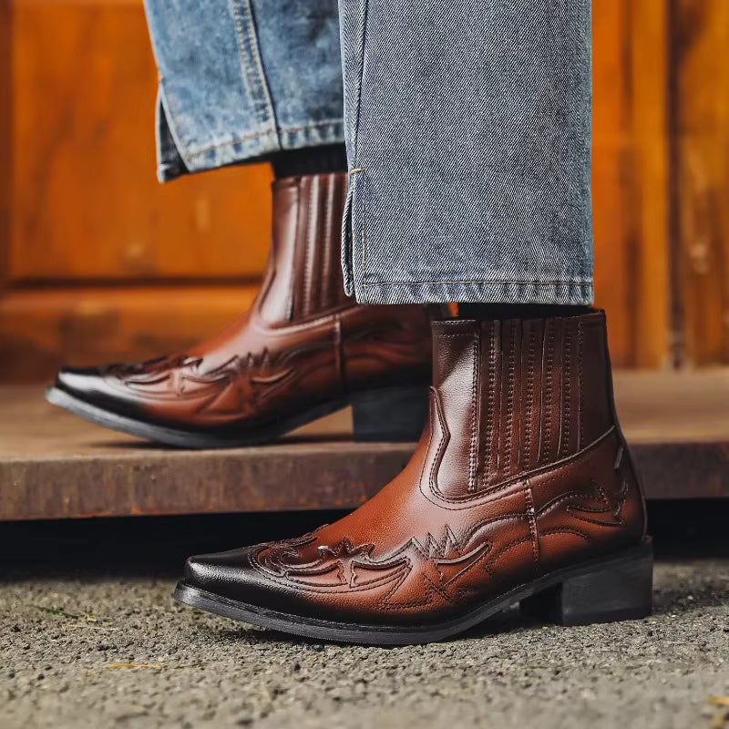 Borrin – Cowboy enkellaarzen met puntige neus Velani