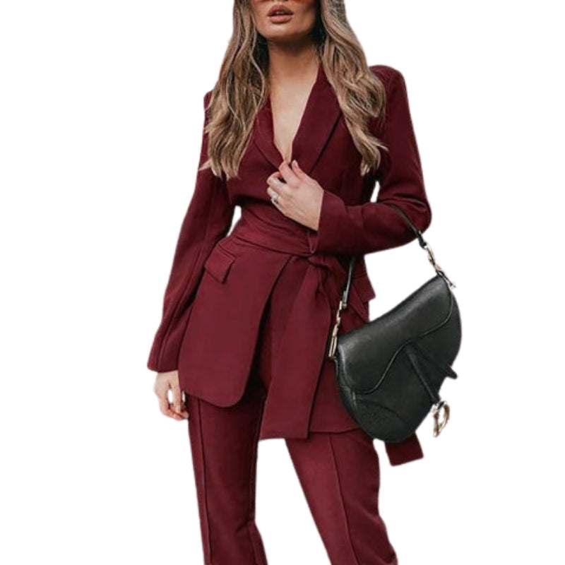 Olivia – Blazer met reverskraag, ceintuur en lange mouwen Velani