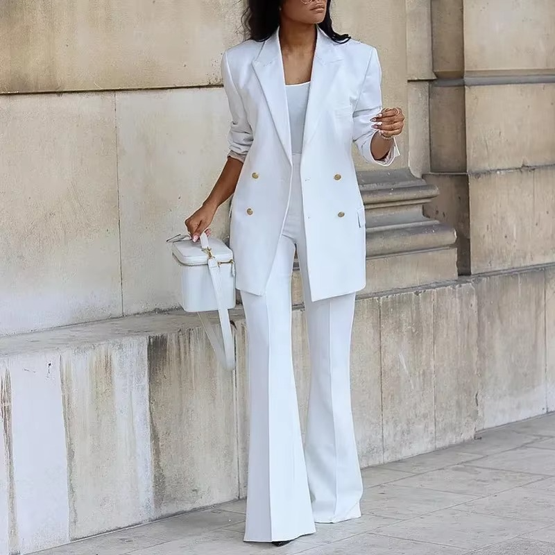 Nova – 2-delig set met blazer met knoopsluiting en broek met wijde pijpen Velani