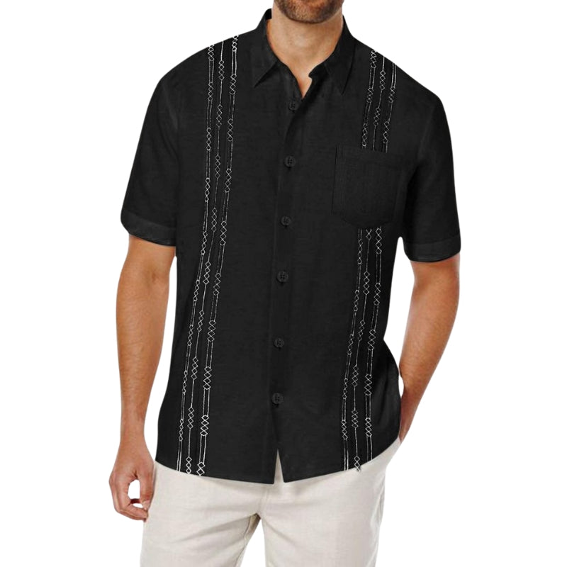 Anton – Korte Mouwen Shirt met Print Knopen en Zakjes Velani