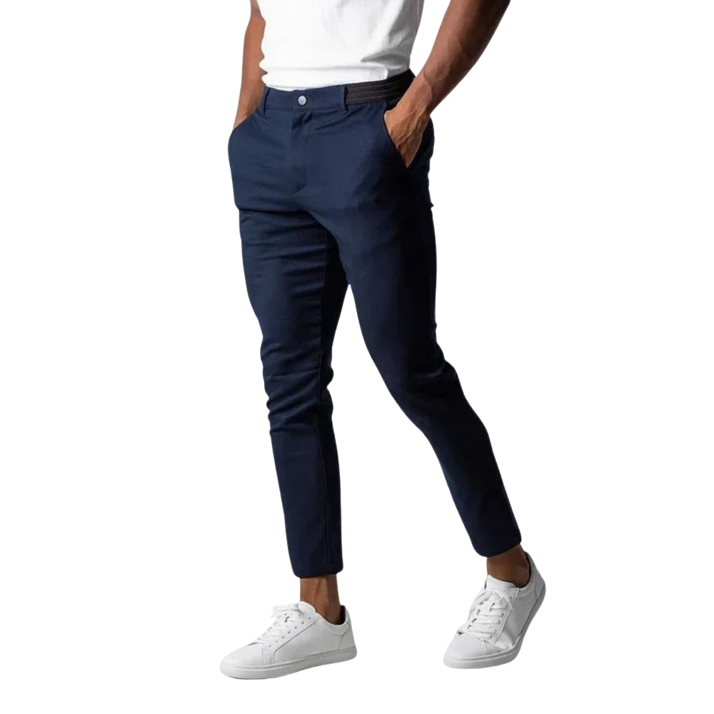 Hessel – Slanke pasvorm Broek met Zakken en Elastische Tailleband Velani