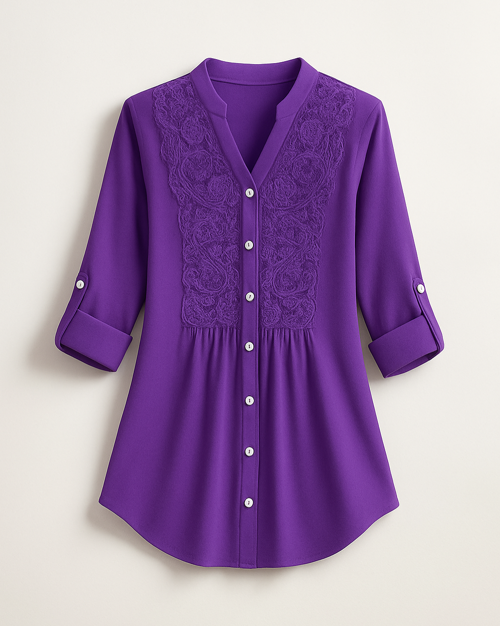 Elegante Lange Blouse – Moderne Editie Met Pofmouwen