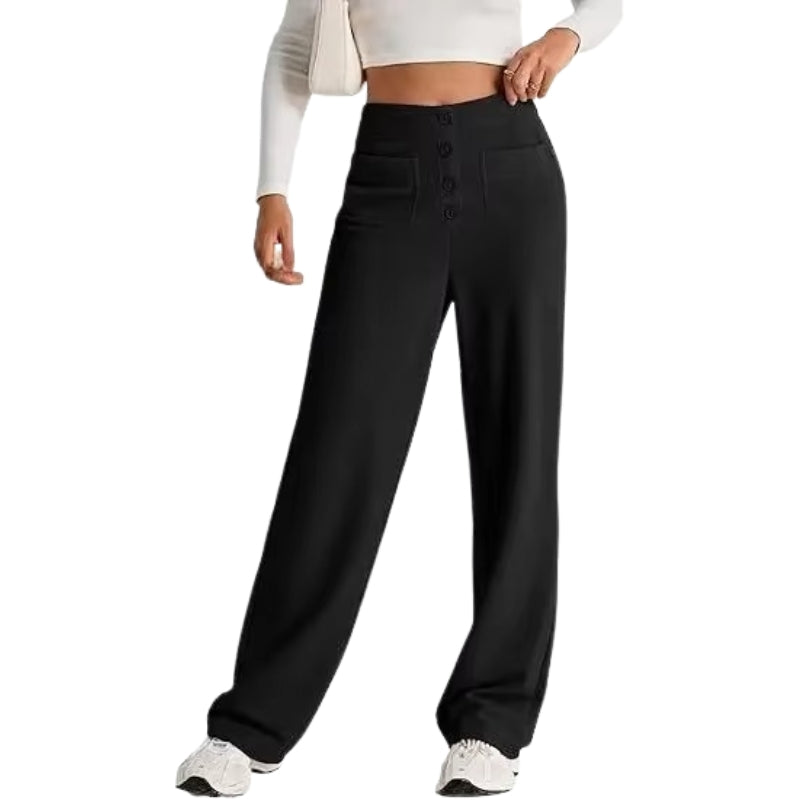 Selene – Hoge taille rechte broek met zakken Velani