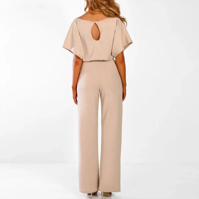 Isla – Jumpsuit met wijde pijpen ruches aan de mouwen en ceintuur in de taille Velani