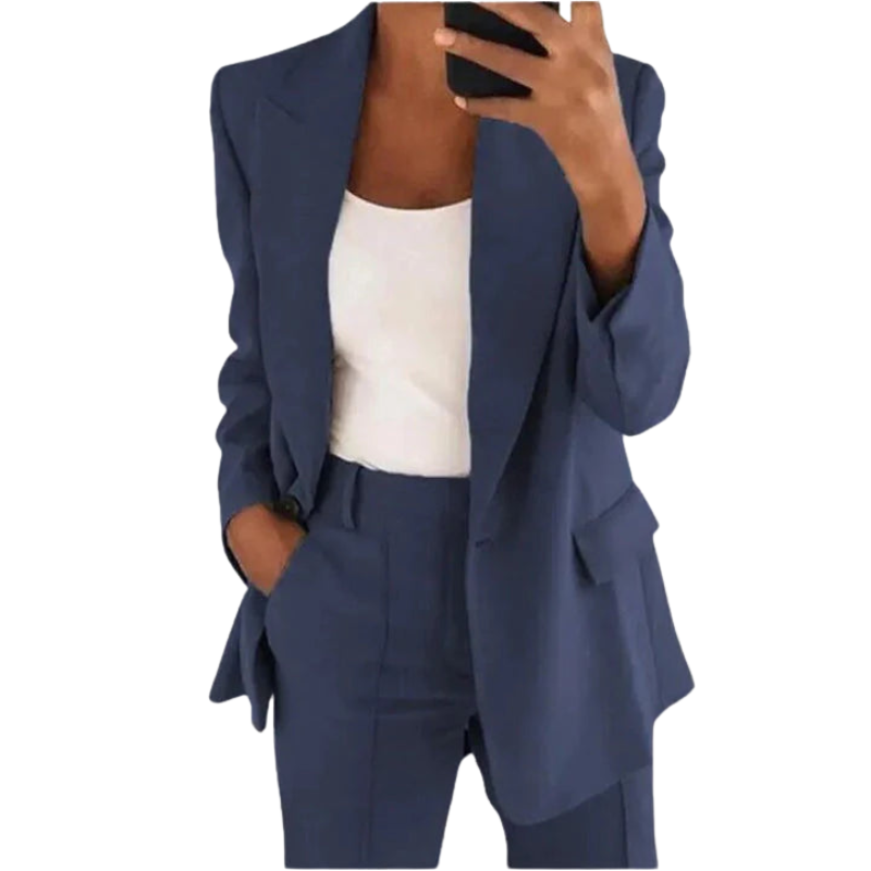 Amelia – Lange Mouw Blazer met Omgeslagen Kraag Velani