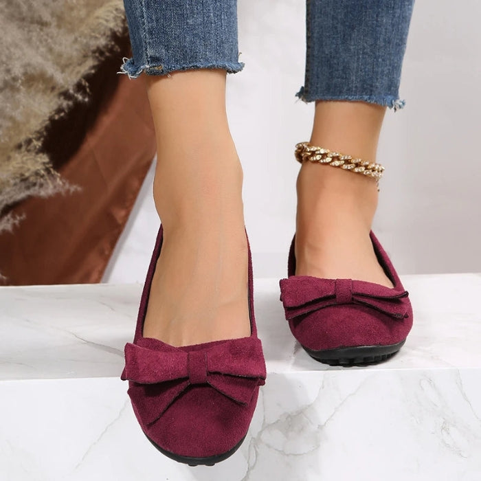 Quinn – Platte zool schoenen met ronde neus en strikdetail Velani