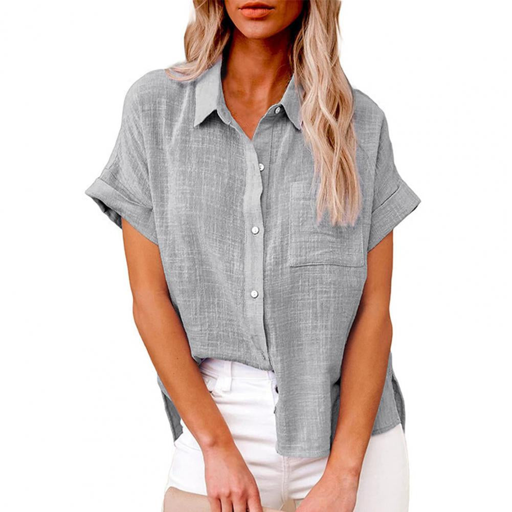 Sofia – Losse Blouse met Korte Mouwen en Knopen Velani