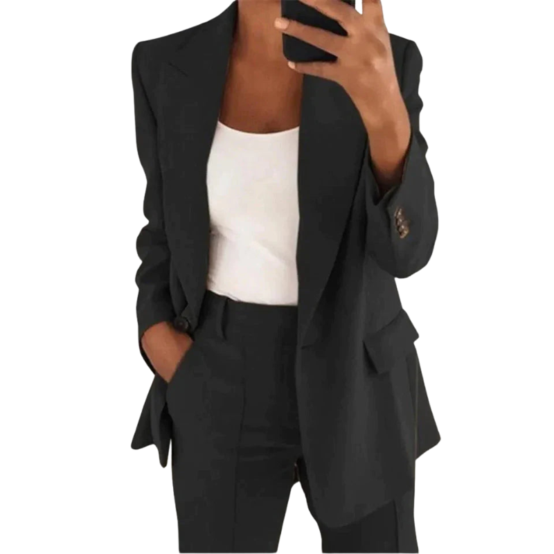 Amelia – Lange Mouw Blazer met Omgeslagen Kraag Velani