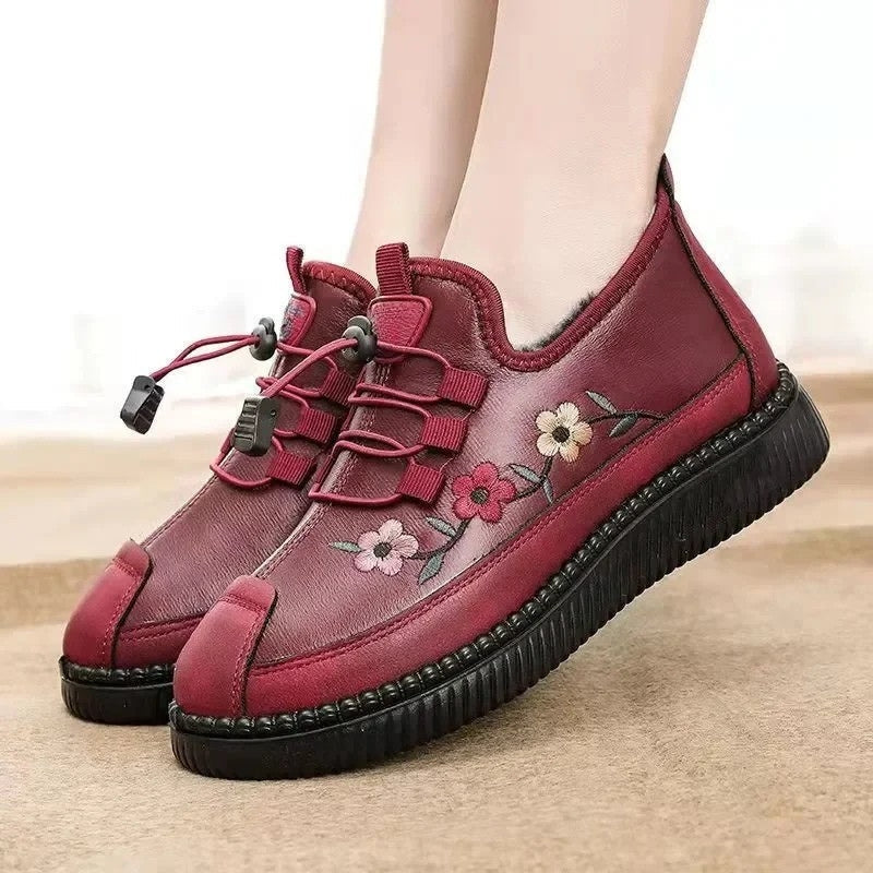 Ariane – Sneakers met bloemenversiering, ronde neus en bontvoering Velani