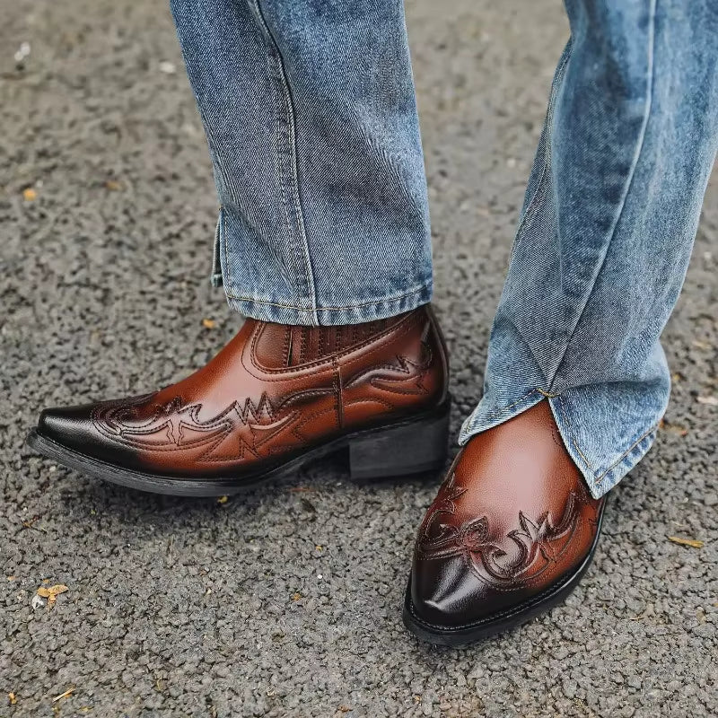 Borrin – Cowboy enkellaarzen met puntige neus Velani
