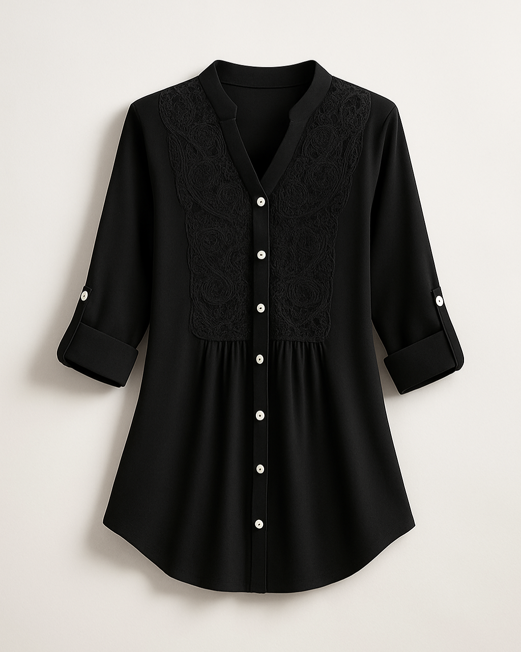 Elegante Lange Blouse – Moderne Editie Met Pofmouwen