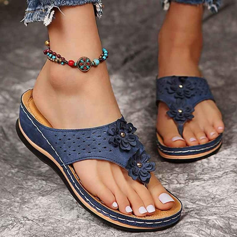 Isaura – Sandalen met Dikke Zool en Bloemmotief Velani
