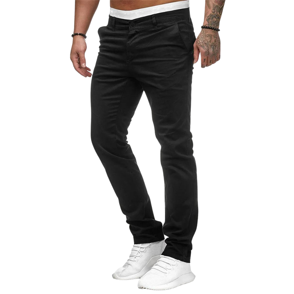 Levius – Broek met Rechte Pijpen, Knoopsluiting en Zakken Velani
