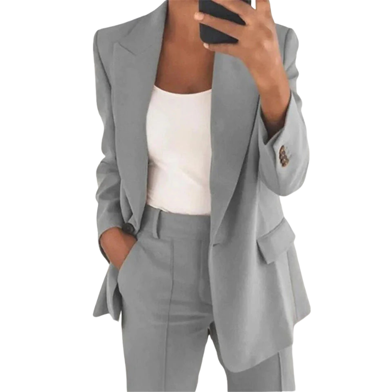 Amelia – Lange Mouw Blazer met Omgeslagen Kraag Velani