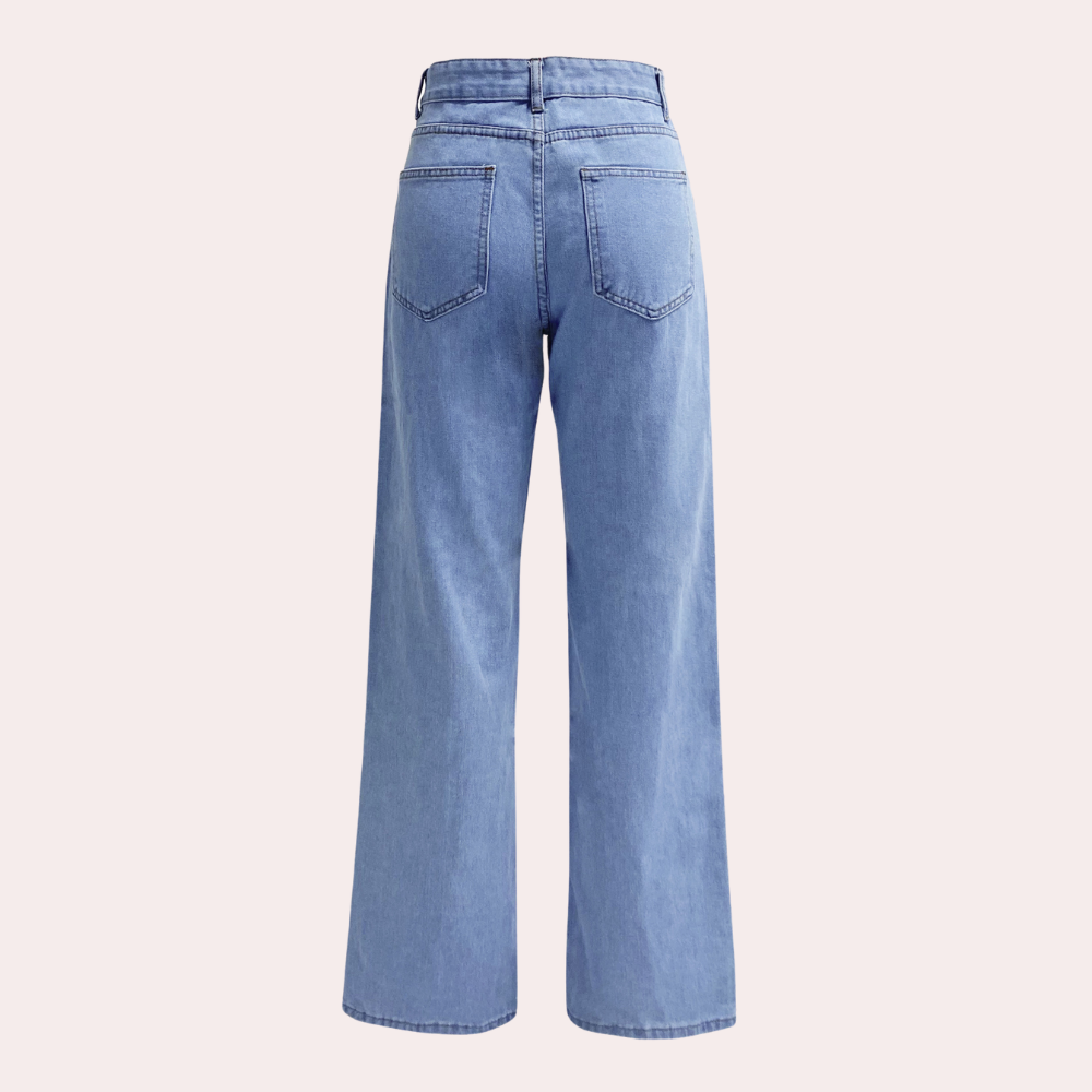 Rianne – Hoge taille Broek met Wijde Pijpen en Zakken Velani