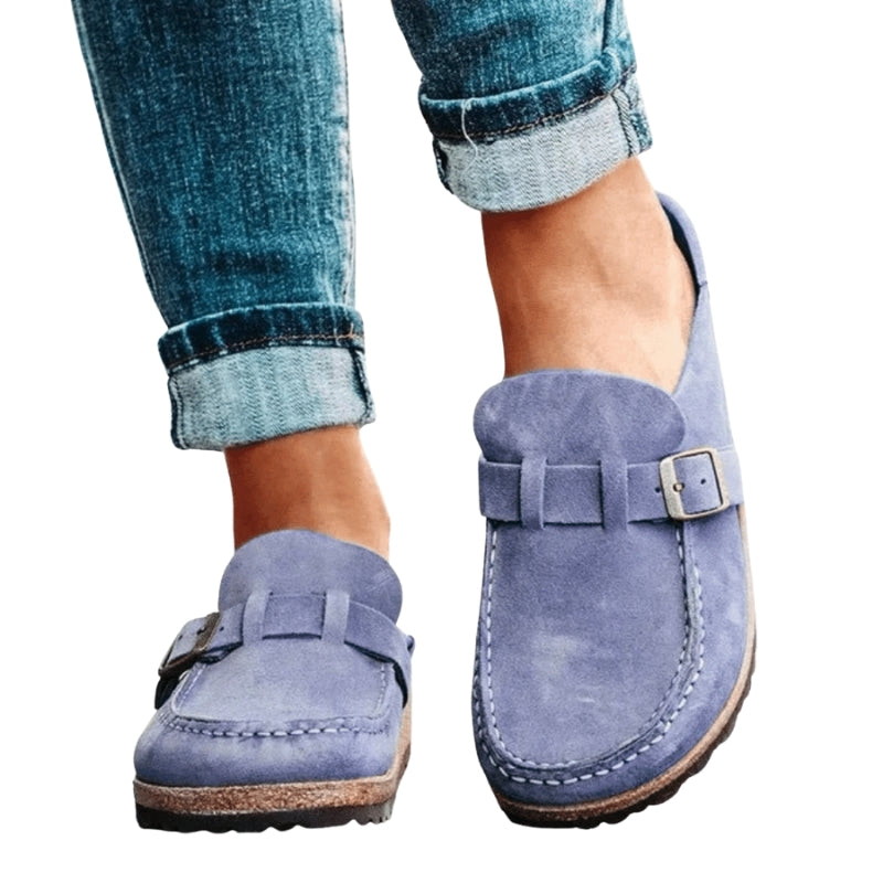 Anna – Platte Schoenen met Open Hak en Verstelbare Gesp Velani