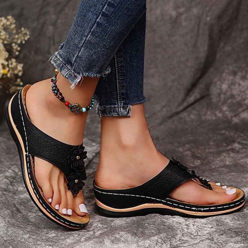 Isaura – Sandalen met Dikke Zool en Bloemmotief Velani