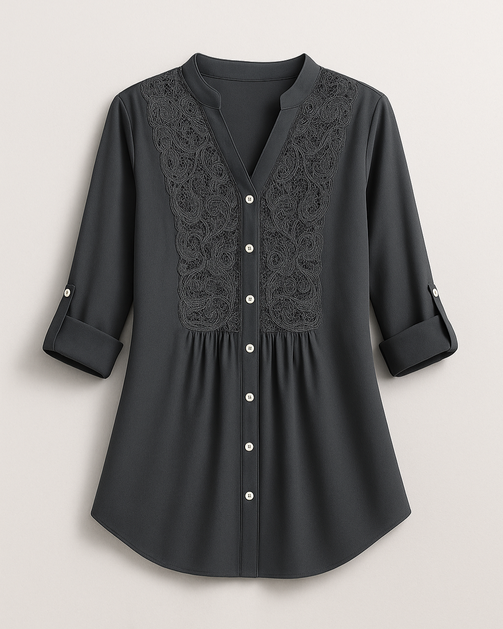 Elegante Lange Blouse – Moderne Editie Met Pofmouwen