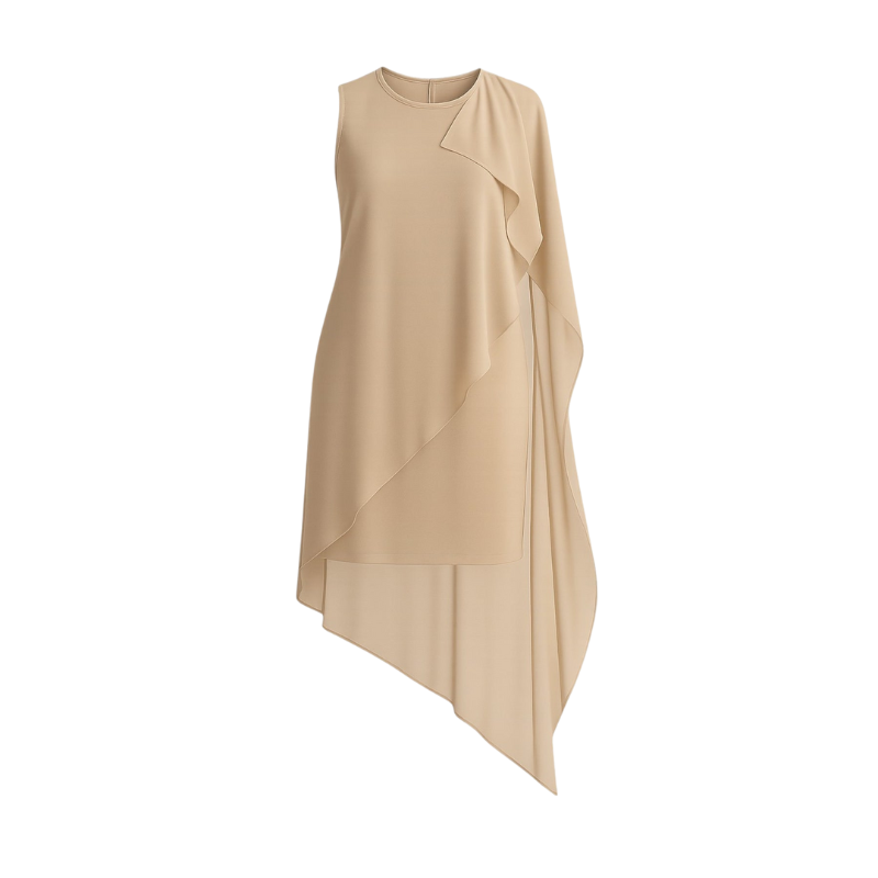 Sophia – Mouwloze Midi Jurk met Ronde Hals en Losse Pasvorm Velani