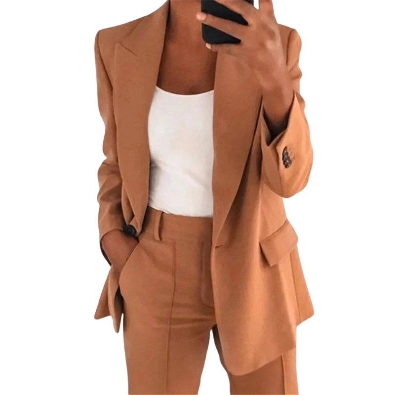 Amelia – Lange Mouw Blazer met Omgeslagen Kraag Velani