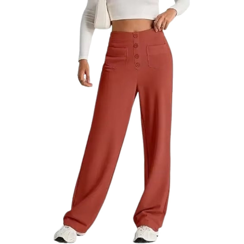Selene – Hoge taille rechte broek met zakken Velani