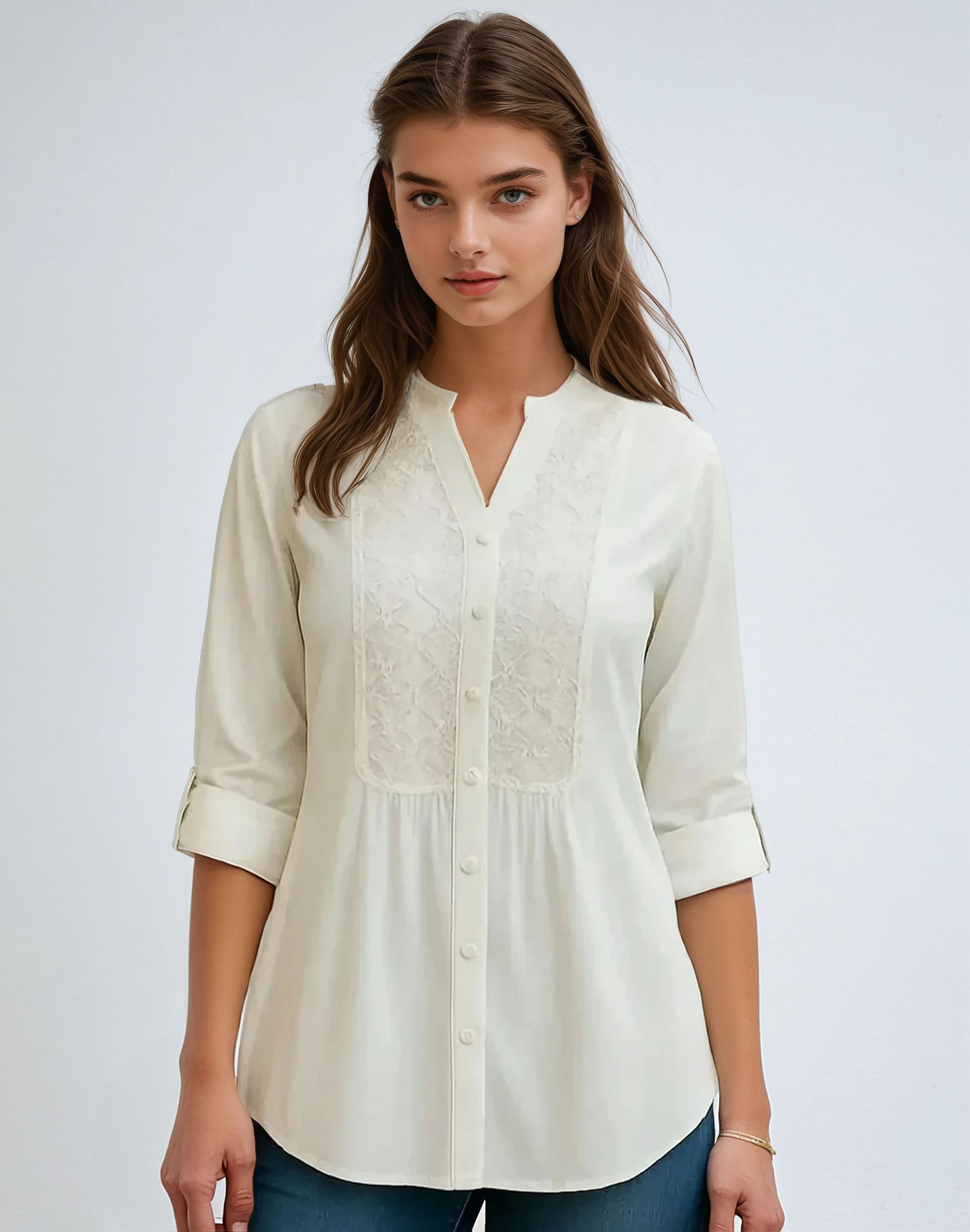 Elegante Lange Blouse – Moderne Editie Met Pofmouwen