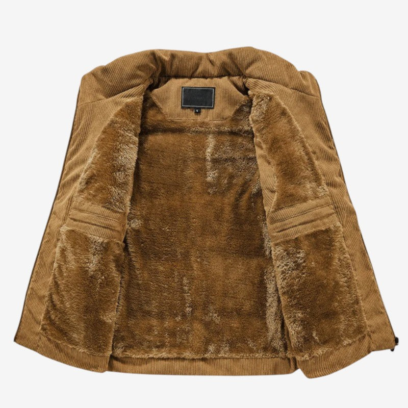 Michael – Ribfluwelen bodywarmer met ritssluiting, opstaande kraag en zakken Velani
